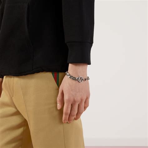 gucci 925 silver bracelet|silver bracelet with interlocking g.